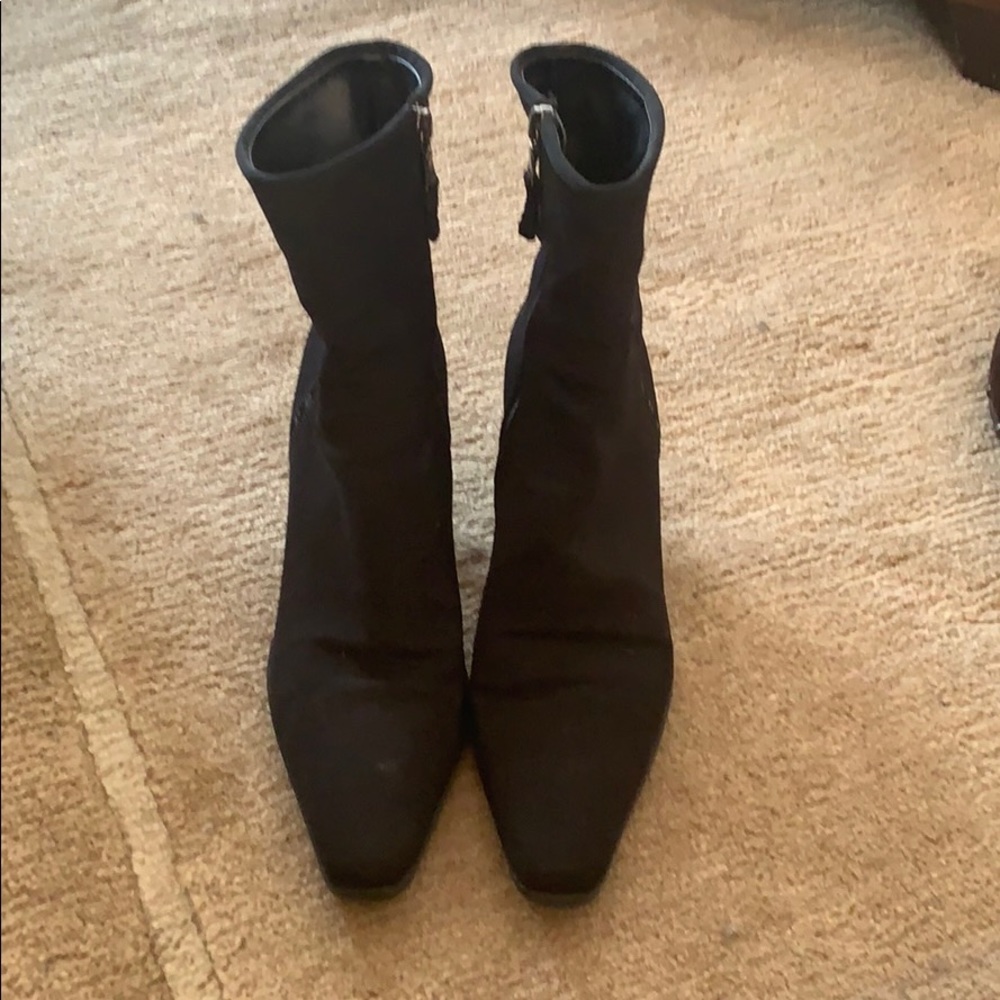 Prada side zipped ankle stretch fabric boots
